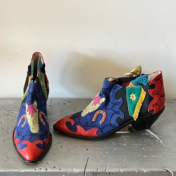 Vintage Shoes - Vintage Cowboy Boots- Horses